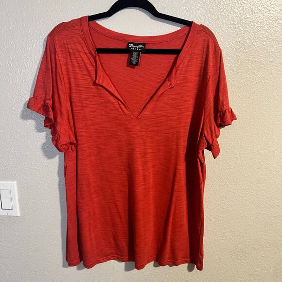 Wrangler Tops - Wrangler Ruffle Sleeve T-Shirt Size Large